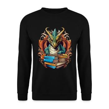 Dragons et livres Nerd Dragon Lover - Sweat-shirt Unisexe - noir - Devant - Alina (178cm) & Michal (187cm)