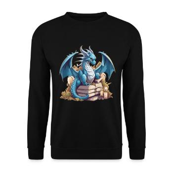 Dragons et livres Nerd Dragon Lover - Sweat-shirt Unisexe - noir - Devant - Alina (178cm) & Michal (187cm)
