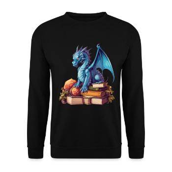 Dragons et livres Nerd Dragon Lover - Sweat-shirt Unisexe - noir - Devant - Alina (178cm) & Michal (187cm)