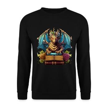 Dragons and Books Nerd Dragon Lover - Unisex Sweatshirt - black - Front - Alina (178cm) & Michal (187cm)