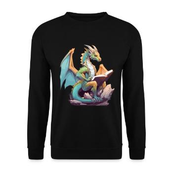 Dragons et livres Nerd Dragon Lover - Sweat-shirt Unisexe - noir - Devant - Alina (178cm) & Michal (187cm)