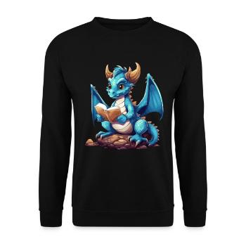 Dragons Und Bücher Nerd Dragon Liebhaber - Unisex Pullover - Schwarz - Vorne - Alina (178cm) & Michal (187cm)
