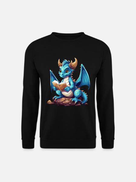 Dragons Und Bücher Nerd Dragon Liebhaber - Unisex Pullover - Schwarz