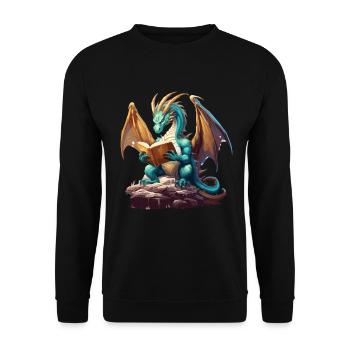 Dragons Und Bücher Nerd Dragon Liebhaber - Unisex Pullover - Schwarz - Vorne - Alina (178cm) & Michal (187cm)