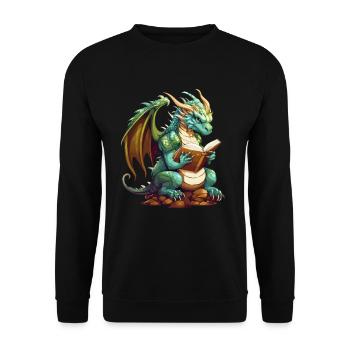Dragons Und Bücher Nerd Dragon Liebhaber - Unisex Pullover - Schwarz - Vorne - Alina (178cm) & Michal (187cm)