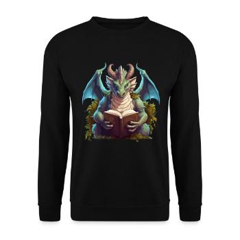 Dragons and Books Nerd Dragon Lover - Unisex Sweatshirt - black - Front - Alina (178cm) & Michal (187cm)