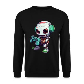 Cute Robot Player Funny Gaming Robot - Unisex Sweatshirt - black - Front - Alina (178cm) & Michal (187cm)