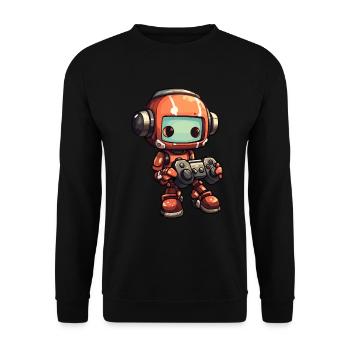 Cute Robot Player Funny Gaming Robot - Unisex Sweatshirt - black - Front - Alina (178cm) & Michal (187cm)