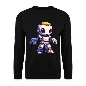 Cute Robot Player Funny Gaming Robot - Unisex Sweatshirt - black - Front - Alina (178cm) & Michal (187cm)