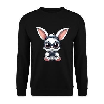 Mignon Lapin Joueur Drôle Lapin De Jeu - Sweat-shirt Unisexe - noir - Devant - Alina (178cm) & Michal (187cm)
