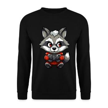 Mignon raton laveur Gamer Jeux drôles Raton laveur - Sweat-shirt Unisexe - noir - Devant - Alina (178cm) & Michal (187cm)