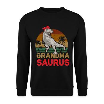 Omasaurus T Rex Dinosaure Granny Saurus - Sweat-shirt Unisexe - noir - Devant - Alina (178cm) & Michal (187cm)
