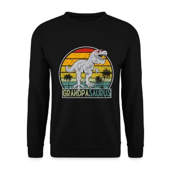Opasaurus T Rex Dinosaur Grandpa Saurus - Unisex Sweatshirt - black - Front - Alina (178cm) & Michal (187cm)