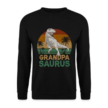 Opasaurus T Rex Dinosaur Grandpa Saurus - Unisex Sweatshirt - black - Front - Alina (178cm) & Michal (187cm)