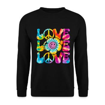 Groovy Tie Dye rétro des années 70 Hippie Vintage - Sweat-shirt Unisexe - noir - Devant - Alina (178cm) & Michal (187cm)