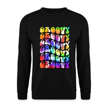 Groovy Tie Dye rétro des années 70 Hippie Vintage - Sweat-shirt Unisexe - noir - Devant - Alina (178cm) & Michal (187cm)