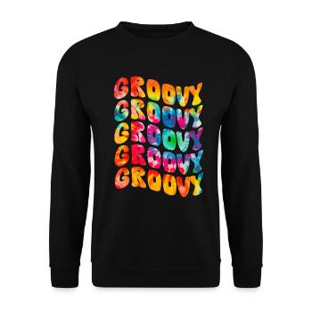 Groovy Tie Dye rétro des années 70 Hippie Vintage - Sweat-shirt Unisexe - noir - Devant - Alina (178cm) & Michal (187cm)