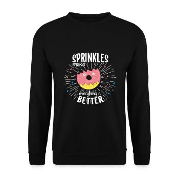 Donut sur le thème Donut pulvérisé drôle mignon - Sweat-shirt Unisexe - noir - Devant - Alina (178cm) & Michal (187cm)