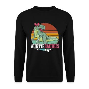 Tanteaurus T Rex Dinosaur Aunt Saurus Family - Unisex Sweatshirt - black - Front - Alina (178cm) & Michal (187cm)