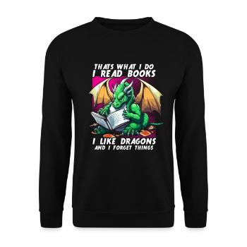 Dragons and Books Dragon Lover Bookish - Unisex Sweatshirt - black - Front - Alina (178cm) & Michal (187cm)