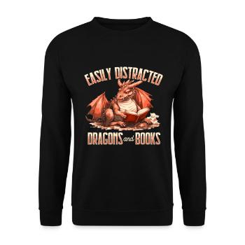 Dragons and Books Dragon Lover Bookish - Unisex Sweatshirt - black - Front - Alina (178cm) & Michal (187cm)