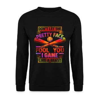 Binden Sie Dye Softball Teen Girls Softballspieler - Unisex Pullover - Schwarz - Vorne - Alina (178cm) & Michal (187cm)