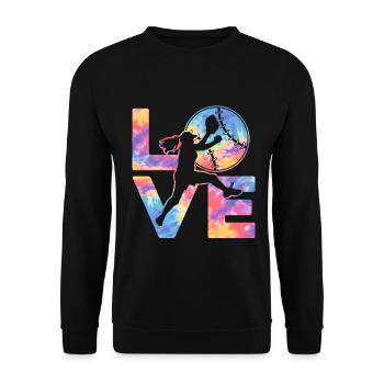 Binden Sie Dye Softball Teen Girls Softballspieler - Unisex Pullover - Schwarz - Vorne - Alina (178cm) & Michal (187cm)