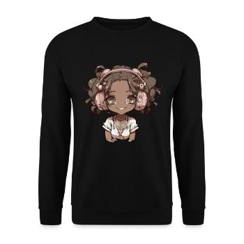 K-Pop Anime African American Kpop Music - Unisex Sweatshirt - black - Front - Alina (178cm) & Michal (187cm)