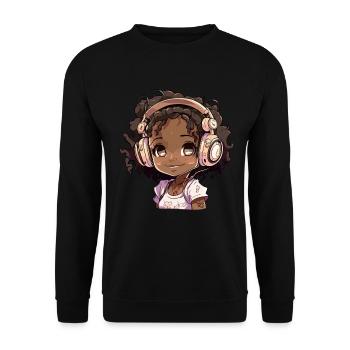 K-Pop Anime African American Kpop Music - Unisex Sweatshirt - black - Front - Alina (178cm) & Michal (187cm)