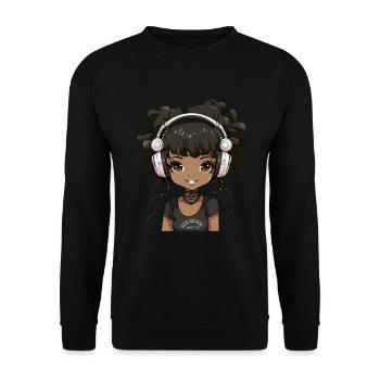 K-Pop Anime African American Kpop Music - Unisex Sweatshirt - black - Front - Alina (178cm) & Michal (187cm)