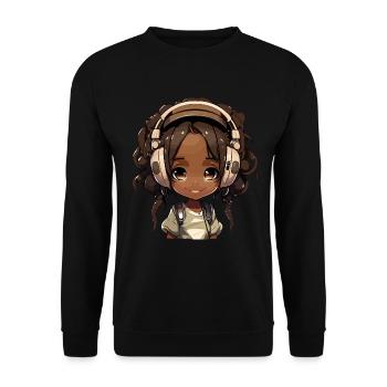 K-Pop Anime African American Kpop Music - Unisex Sweatshirt - black - Front - Alina (178cm) & Michal (187cm)