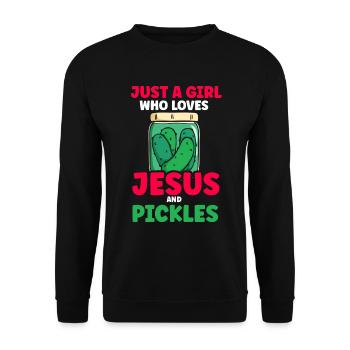 Pickles & Jesus Pickle Vegetable Growing - Unisex Sweatshirt - black - Front - Alina (178cm) & Michal (187cm)
