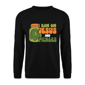 Pickles & Jesus Pickle Vegetable Growing - Unisex Sweatshirt - black - Front - Alina (178cm) & Michal (187cm)