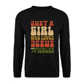 Pickles & Jesus Pickle Vegetable Growing - Unisex Sweatshirt - black - Front - Alina (178cm) & Michal (187cm)