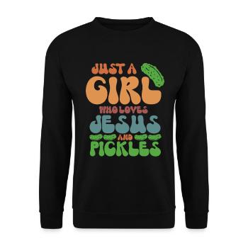 Pickles & Jesus Pickle Vegetable Growing - Unisex Sweatshirt - black - Front - Alina (178cm) & Michal (187cm)