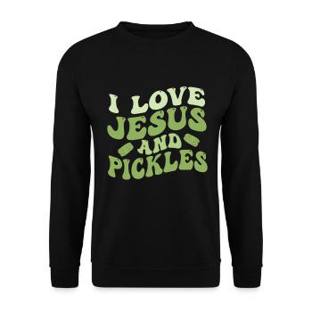 Pickles & Jesus Pickle Vegetable Growing - Unisex Sweatshirt - black - Front - Alina (178cm) & Michal (187cm)