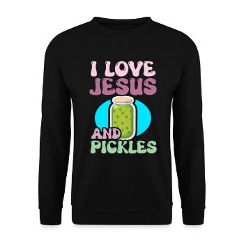 Pickles & Jesus Pickle Vegetable Growing - Unisex Sweatshirt - black - Front - Alina (178cm) & Michal (187cm)