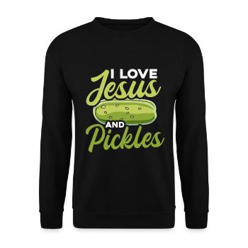 Pickles & Jesus Pickle Vegetable Growing - Unisex Sweatshirt - black - Front - Alina (178cm) & Michal (187cm)