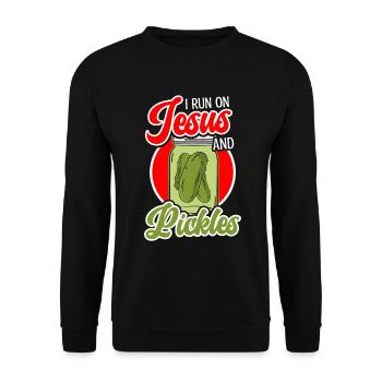Pickles & Jesus Pickle Vegetable Growing - Unisex Sweatshirt - black - Front - Alina (178cm) & Michal (187cm)