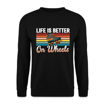 Roller Skates Funny 80s Roller Disco Skating - Unisex Sweatshirt - black - Front - Alina (178cm) & Michal (187cm)