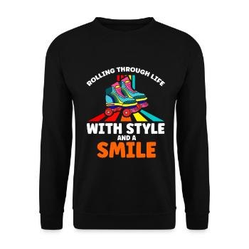 Roller Skates Funny 80s Roller Disco Skating - Unisex Sweatshirt - black - Front - Alina (178cm) & Michal (187cm)