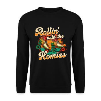 Roller Skates Funny 80s Roller Disco Skating - Unisex Sweatshirt - black - Front - Alina (178cm) & Michal (187cm)