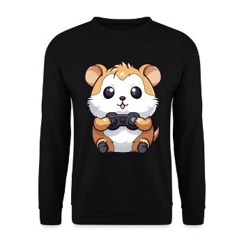 Cute Hamster Gamer Funny Gaming Hamster - Unisex Sweatshirt - black - Front - Alina (178cm) & Michal (187cm)