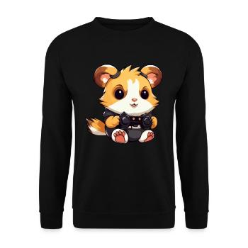 Cute Hamster Gamer Funny Gaming Hamster - Unisex Sweatshirt - black - Front - Alina (178cm) & Michal (187cm)
