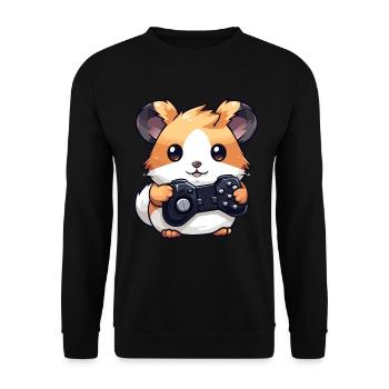 Cute Hamster Gamer Funny Gaming Hamster - Unisex Sweatshirt - black - Front - Alina (178cm) & Michal (187cm)