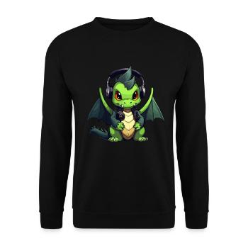 Cute Dragon Gamer Gaming Dragon Lover - Unisex Sweatshirt - black - Front - Alina (178cm) & Michal (187cm)