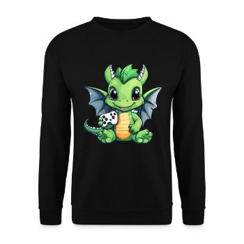 Cute Dragon Gamer Gaming Dragon Lover - Unisex Sweatshirt - black - Front - Alina (178cm) & Michal (187cm)