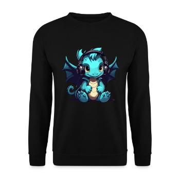 Cute Dragon Gamer Gaming Dragon Lover - Unisex Sweatshirt - black - Front - Alina (178cm) & Michal (187cm)