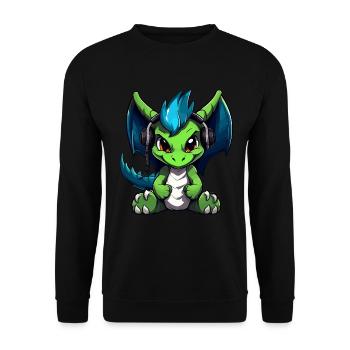 Cute Dragon Gamer Gaming Dragon Lover - Unisex Sweatshirt - black - Front - Alina (178cm) & Michal (187cm)
