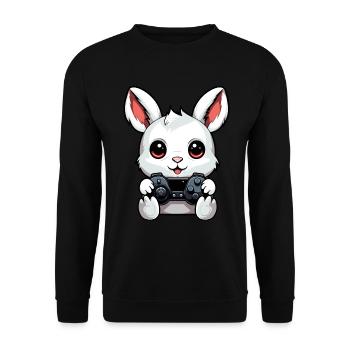 Süßer Kaninchenspieler Gaming Hasenliebhaber - Unisex Pullover - Schwarz - Vorne - Alina (178cm) & Michal (187cm)